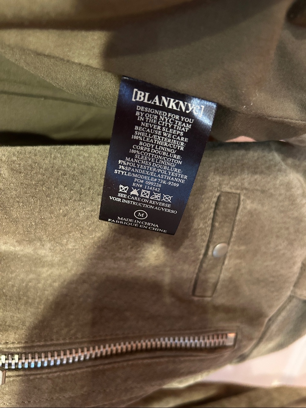 Blank NYC Olive Suede Moto Jacket - Picture 4 of 4
